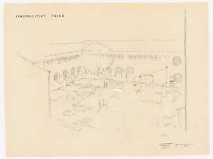 Simeonsstift, Trier Innenhof: Perspektivische Ansicht