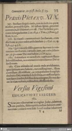 Versus Vigesimi Explicatio Et Exegesis