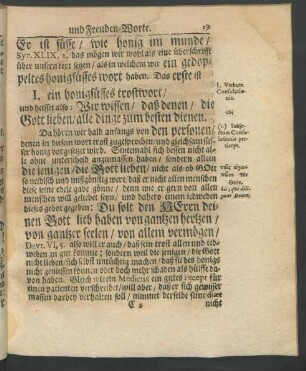 I. ein honigsüsses trostwort/