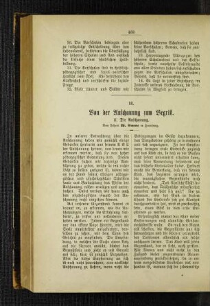 Von der Anschauung zum Begriff : II. Die Anschauung