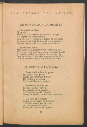 De mi numen a la muerte