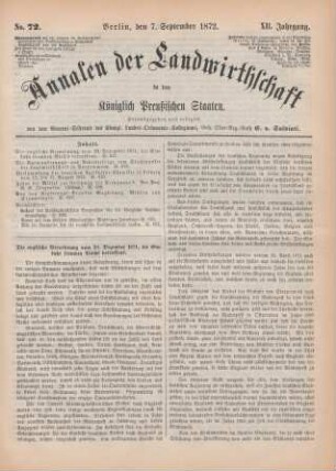 No. 72. Berlin, den 7. September 1872. XII. Jahrgang.