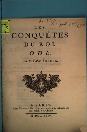 Les conquêtes du roi : ode