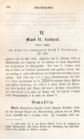 VI. Carl II., Landgraf, 1849-1868