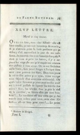 XLVIe Lettre. Mardi à cinq heures.