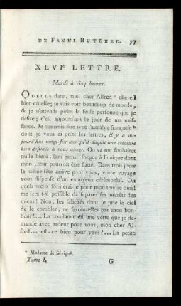 XLVIe Lettre. Mardi à cinq heures.