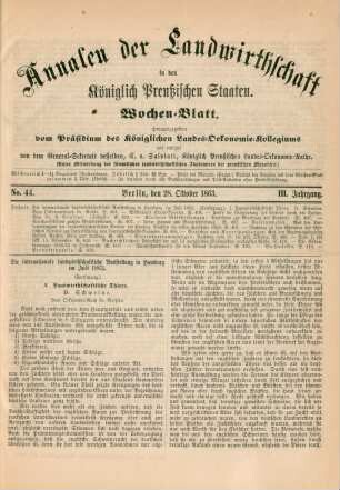 No. 44. Berlin, den 28. Oktober 1863. III. Jahrgang.
