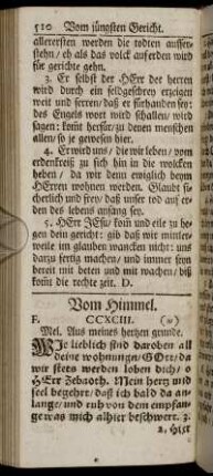 Vom Himmel; Von der Höllen Ewigkeit; Beym Beschluß des Gottesdienstes.