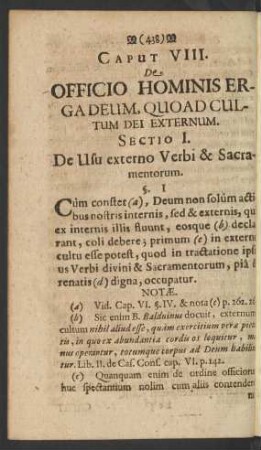 Caput VIII. De Officio Hominis Erga Deum, Quoad Cultum Dei Externum.