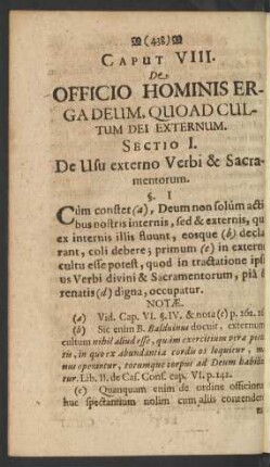 Caput VIII. De Officio Hominis Erga Deum, Quoad Cultum Dei Externum.