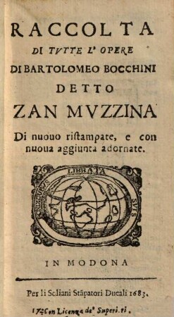 Raccolta di tutte le opere di Bocchini detto Muzzina