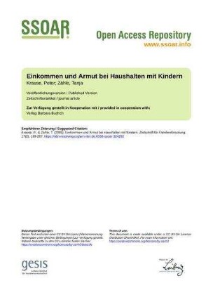 Einkommen und Armut bei Haushalten mit Kindern