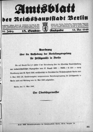 18. Sonder-Ausgabe, 14. Mai 1940