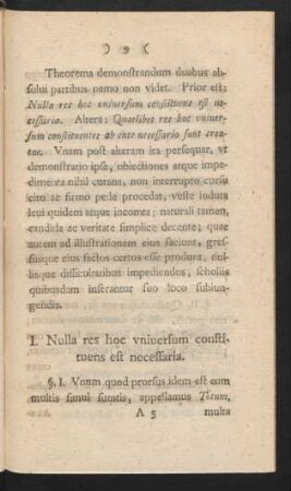I. Nulla res hoc universum constituens est necessaria.