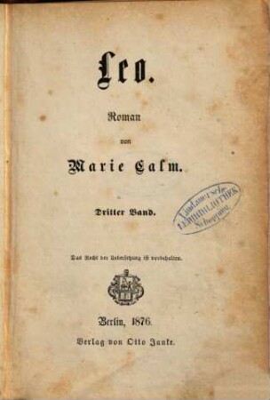 Leo : Roman von Marie Calm, 3
