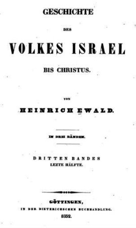 In: Geschichte des Volkes Israel bis Christus ; Band 3,2
