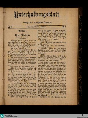 Unterhaltungsblatt : Beilage zum Sinsheimer Landboten