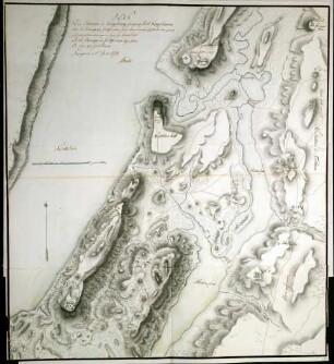 WHK 29 Nordamerikanische Kriege von 1775-1782: Plan der Umgebung von Kingsbridge bis Fort Knyphausen mit den Befestigungsarbeiten des Jahres 1777