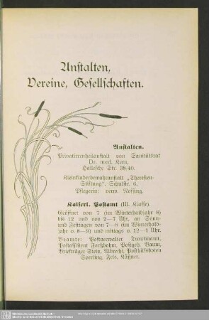 Anstalten, Vereine, Gesellschaften