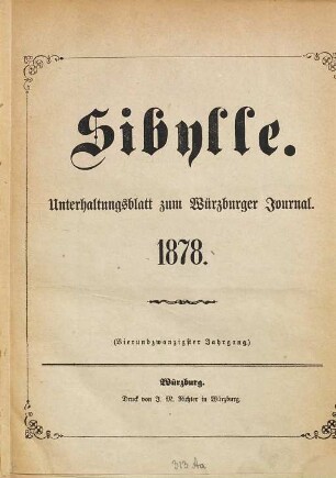 Sibylle : Unterhaltungsblatt zum Würzburger Journal. 1878