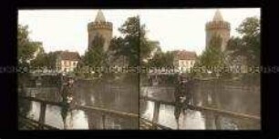 Blick über Stadtkanal mit Steintorbrücke zum Steintor, Brandenburg an der Havel