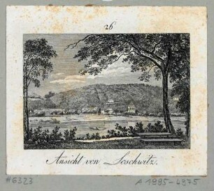 Blick von Blasewitz über die Elbe auf Loschwitz bei Dresden, Teil einer Reihe von 48 Radierungen Günthers zu Brückners Pittoreskischen Reisen um 1800