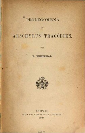 Prolegomena zu Aeschylus Tragödien