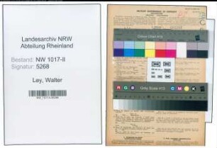 Entnazifizierung Walter Ley , geb. 06.04.1903 (Schlosser)