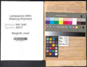 Entnazifizierung Josef Berghoff , geb. 24.08.1896 (Kaufmann)