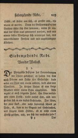 Siebenzehende Rede. Von der Wollust