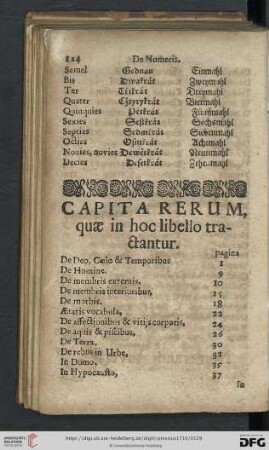 Capita rerum, quae in hoc libello tractantur