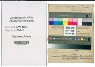 Entnazifizierung Frieda Claasen , geb. 05.01.1890 (Geschaeftsinhaberin)