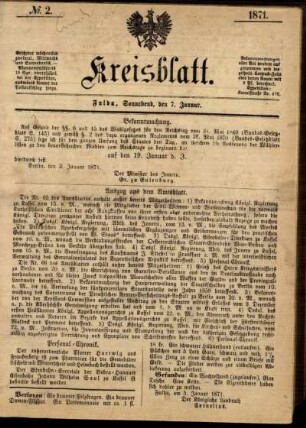 Ausgabe vom Samstag, den 07. Januar 1871.
