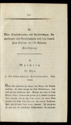 III. Neue Konchylienarten und Abänderungen, Anmerkungen und Berichtigungen nach dem Linnéischen System, der XII. Ausgabe. (Fortsetzung)