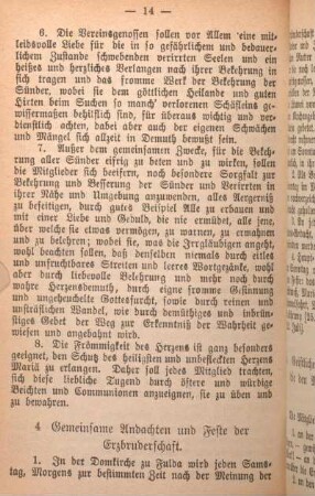 4. Gemeinsame Andachten und Feste der Erzbruderschaft.