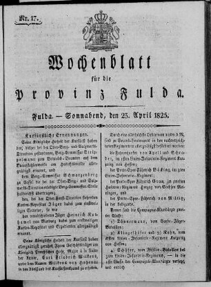 Nr. 17, Ausgabe vom 23. April 1825