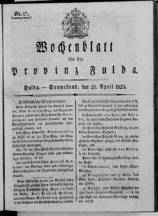 Nr. 17, Ausgabe vom 23. April 1825