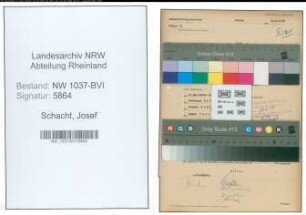 Entnazifizierung Josef Schacht , geb. 27.07.1903 (Angestellter)