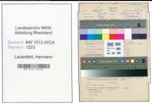 Entnazifizierung Hermann Lauterfeld , geb. 16.07.1901 (Dreher)