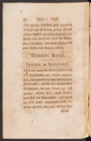 Neunter Brief. Laurentia an Nomentanus.