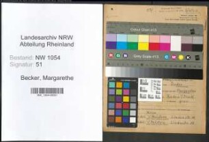 Entnazifizierung Margarethe Becker , geb. 28.11.1885 ()