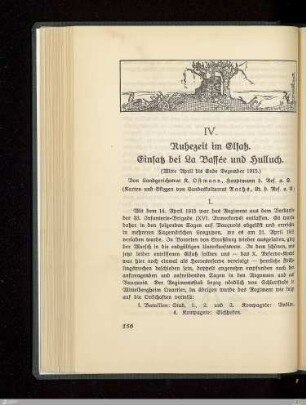 IV. Ruhezeit im Elsaß. Einsatz bei La Bassée und Hulluch