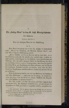 I. Die "thätige Reue" in dem K. sächs. Strafgesetzbuche