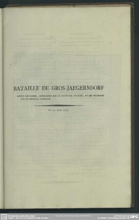 Bataille De Gros-Jaegerndorf Entre Les Russes, Commandés Par Le Maréchal Apraxin, Et Les Prussiens Par Le Général Lehwald. Le 30 Aout 1757