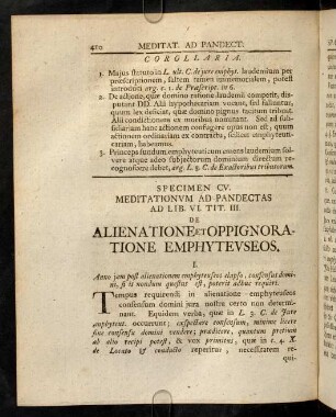 410-419, Sp. 105. De Alienatione & oppignoratione emphyteuseos