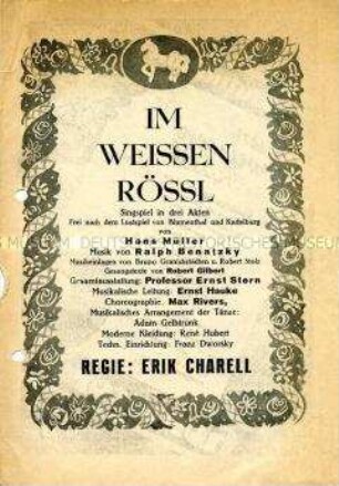 Theaterprogramm zu dem Stück "Im Weissen Rössl"