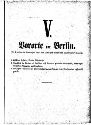 V. Vororte von Berlin
