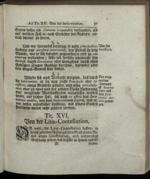 Tit. XVI. Von der Litis-Contestation. - Ad Tit. XX. Von der Beweisung.