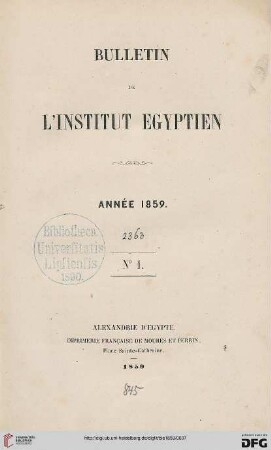 1: Bulletin de l'Institut Egyptien