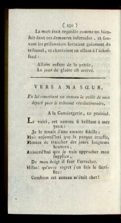 Vers A Ma Sœur, ... .